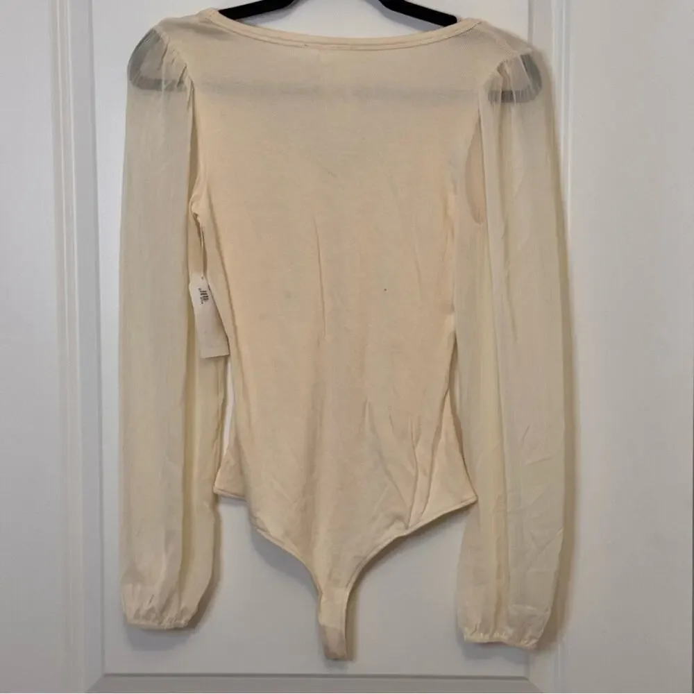 Sadie & Sage Cream Fitted Long Sleeve Bodysuit - Picture 3 of 3